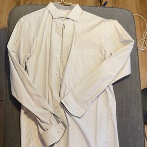 Signature Men's Light Beige Striped Dress Shirt